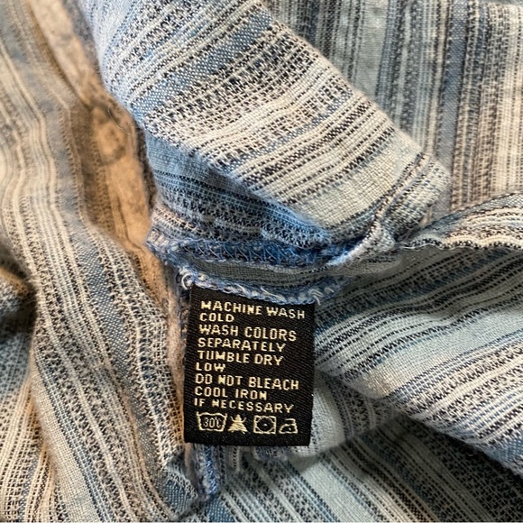 Duke Kahanamoku Striped Embroidered Hemp Blend Hawaiian Style Shirt XXL - Picture 6 of 8